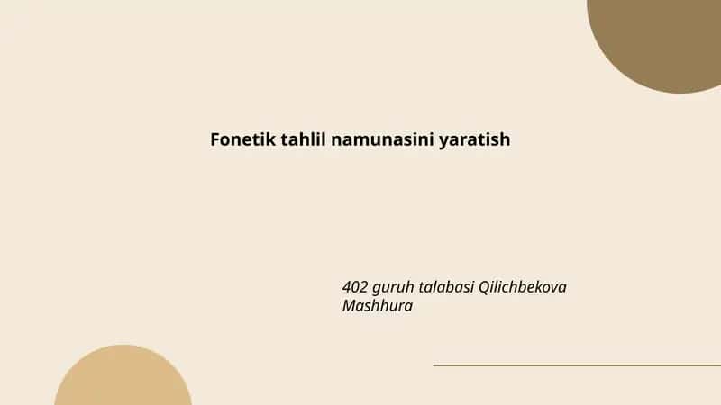 Fonetik tahlil namunasini yaratish