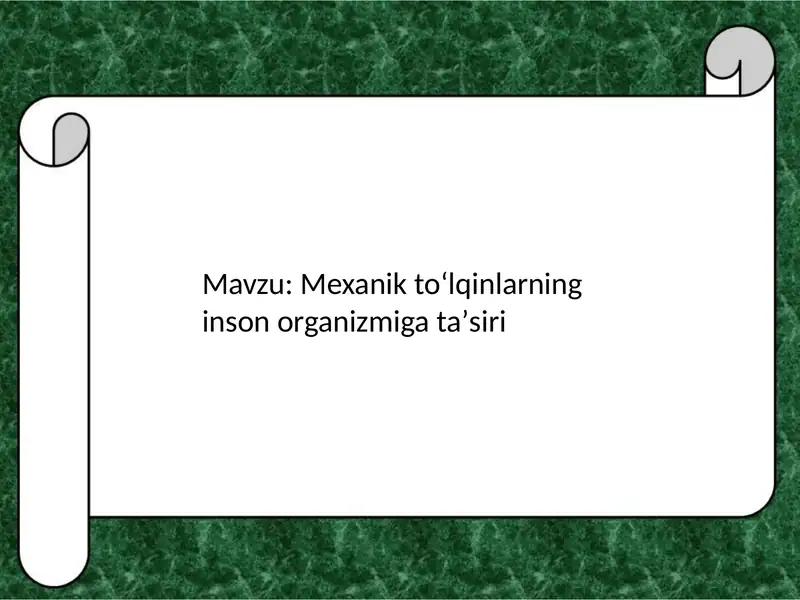 Mexanik toʻlqinlarning inson organizmiga taʼsiri