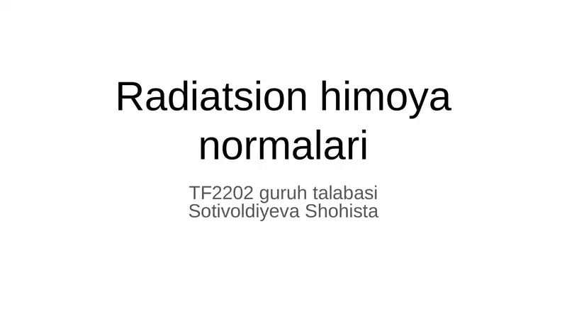 Radiatsion himoya normalari
