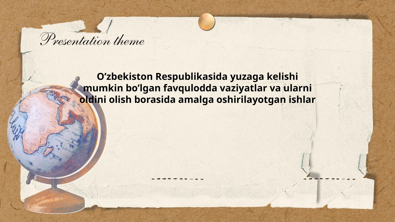 O’zbekiston Respublikasida yuzaga kelishi mumkin bo’lgan favqulodda vaziyatlar va ularni oldini olish borasida amalga oshirilayotgan ishlar