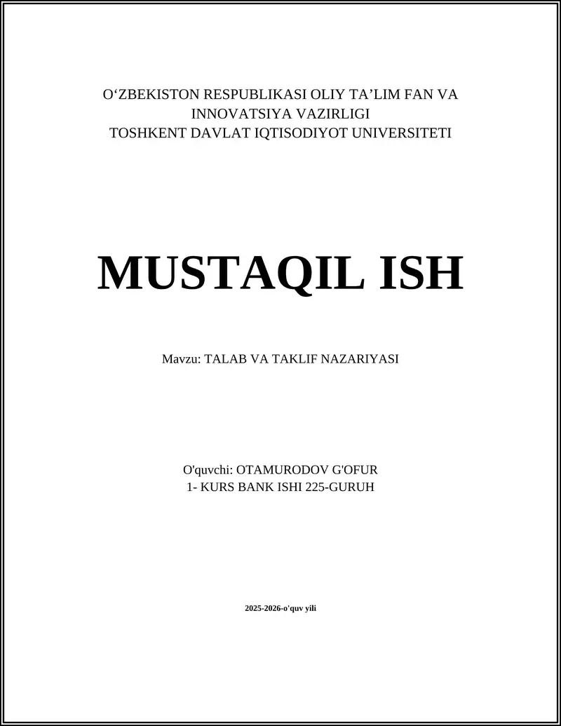 TALAB VA TAKLIF NAZARIYASI