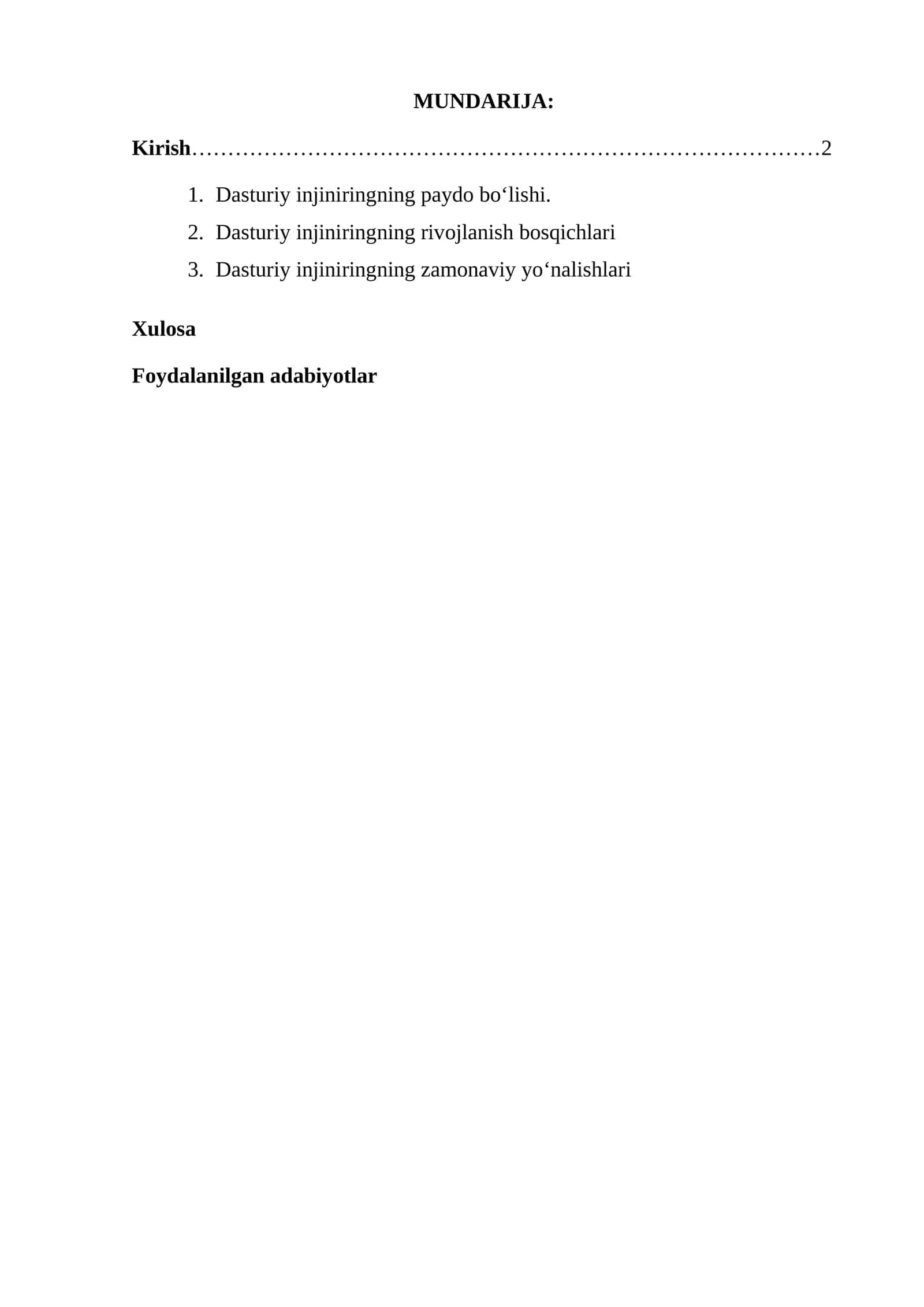 Dasturiy injiniringning paydo bo`lishi va rivojlanishi