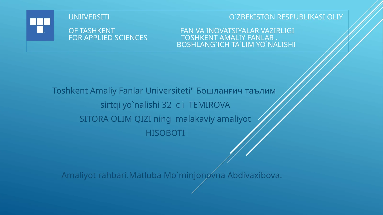 Amaliyot hisoboti