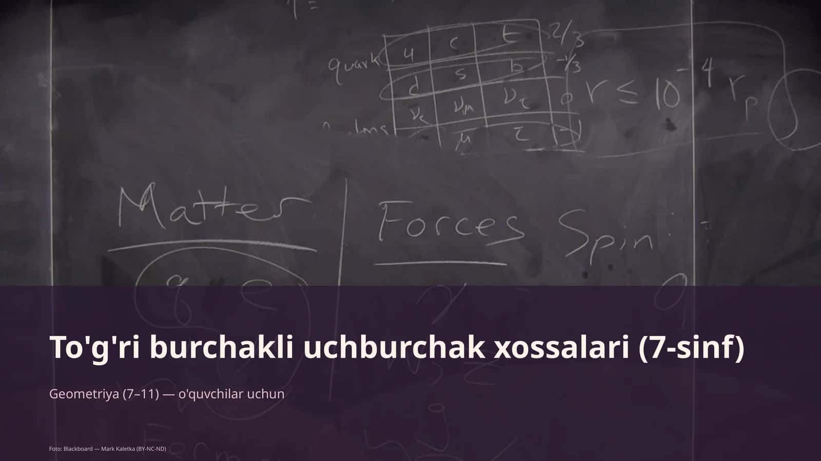 To'g'ri burchakli uchburchak xossalari (7-sinf)