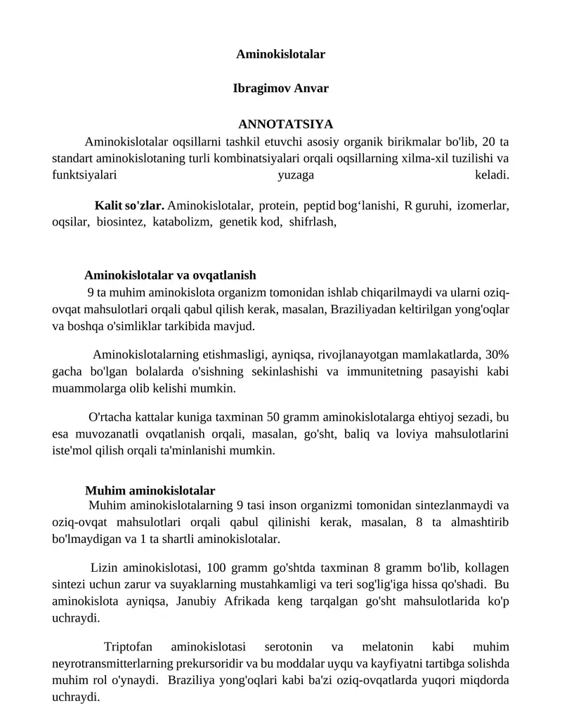 Aminokislotalar