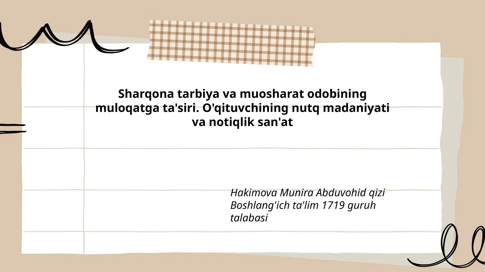 Sharqona tarbiya va muosharat odobining muloqatga ta'siri