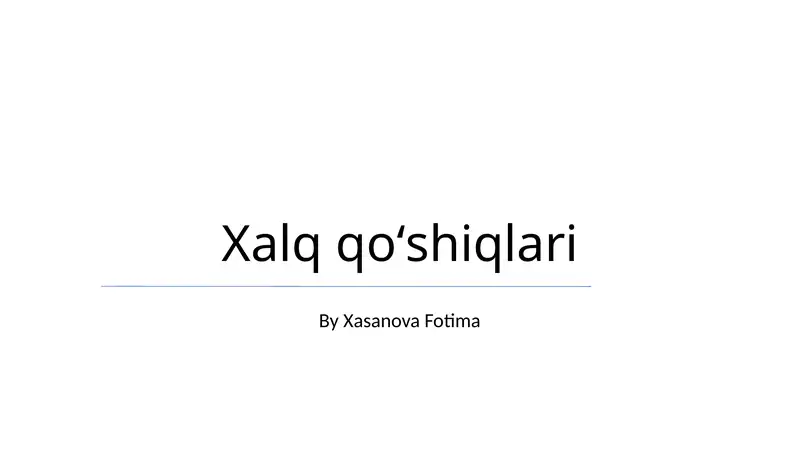 Xalq qo'shiqlari