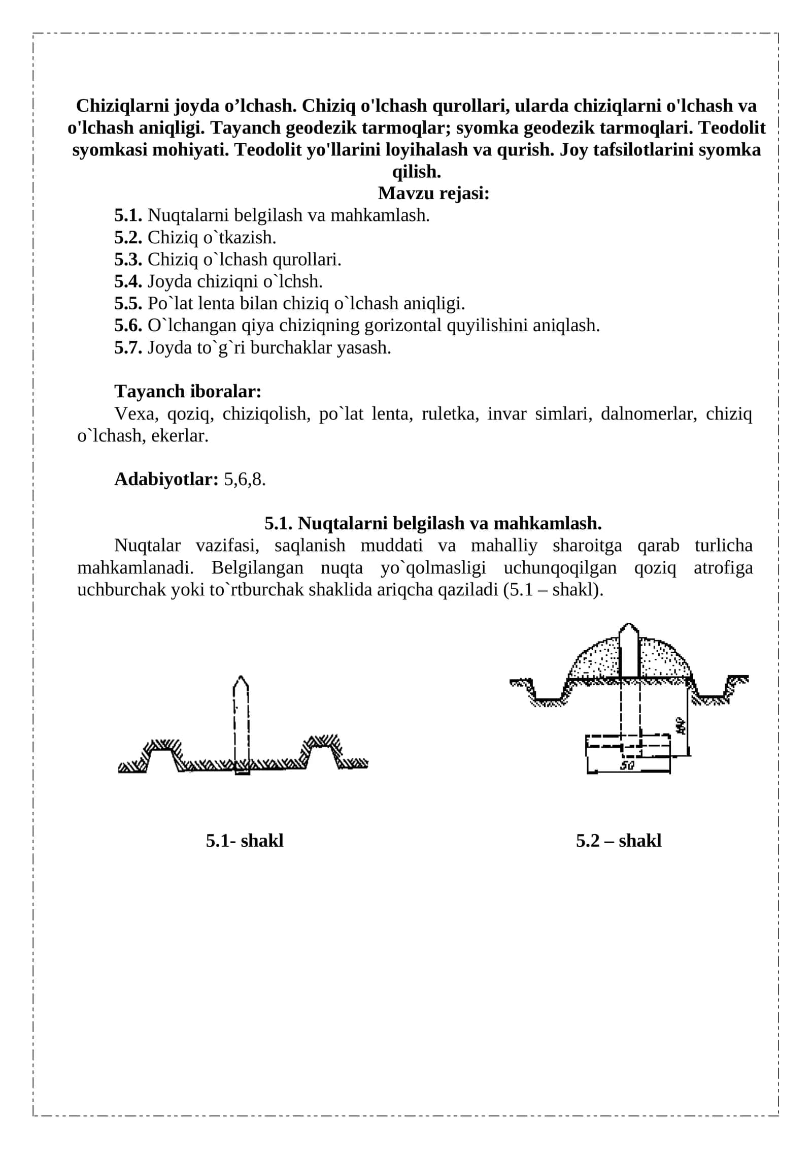 Nuqtalarni belgilash va mahkamlash