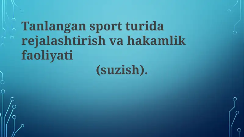 Transport sport turlarini rejalashtirish va hakamlik faoliyati