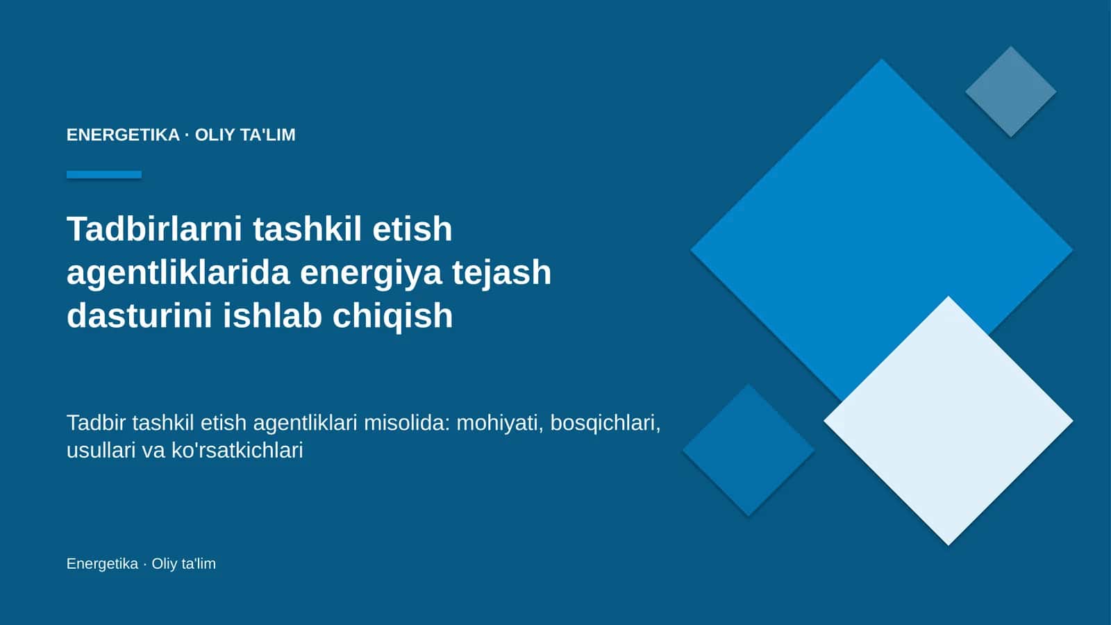 tadbirlarni tashkil etish agentliklarida energiya tejash dasturini ishlab chiqish 2976