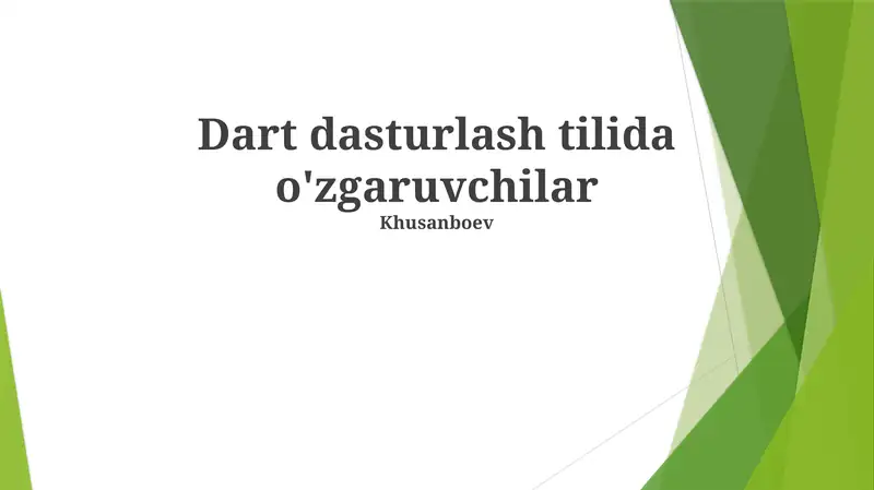 Dartda Ma'lumot Turlari