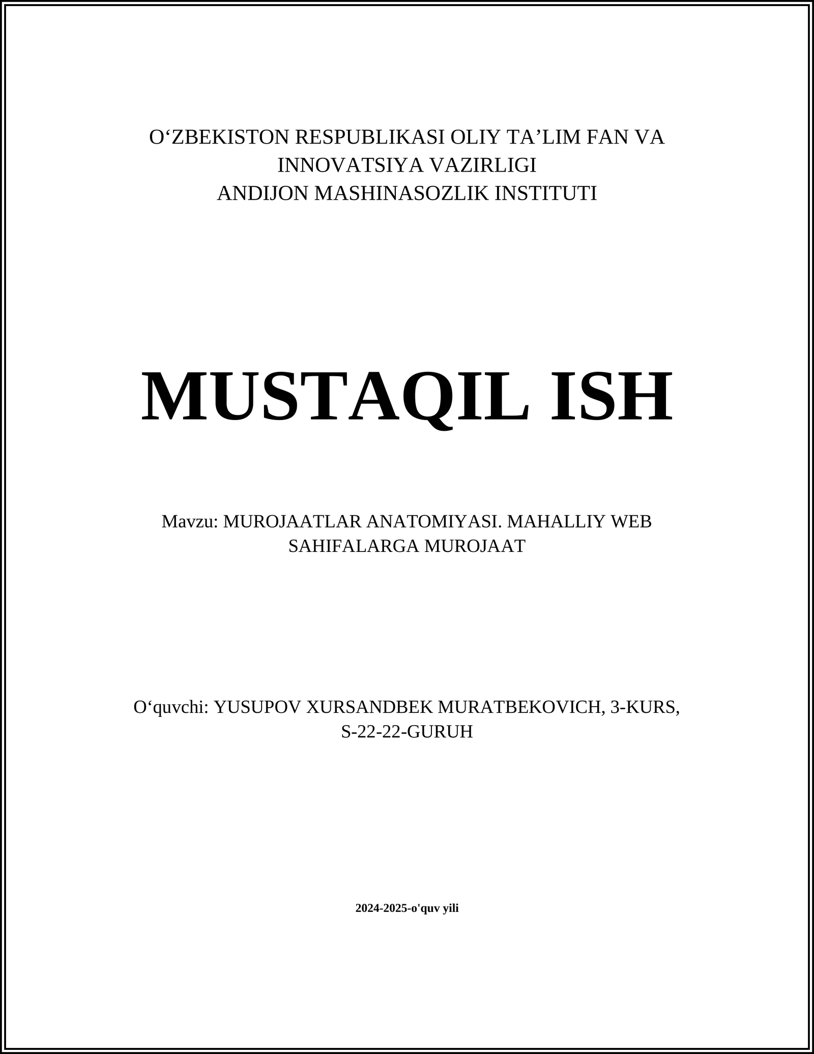 MUROJAATLAR ANATOMIYASI