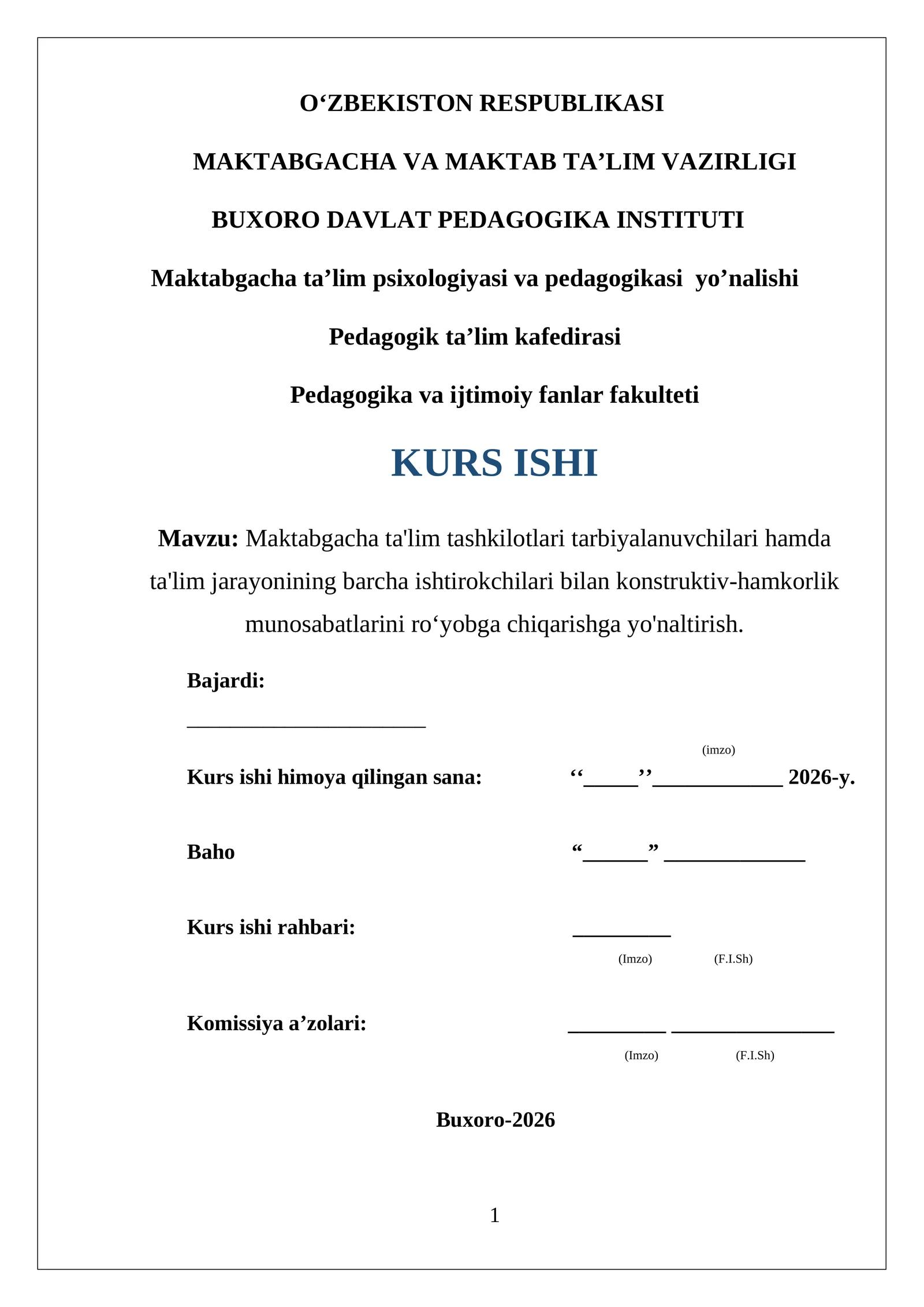 maktabgacha va boshlang'ich ta'lim