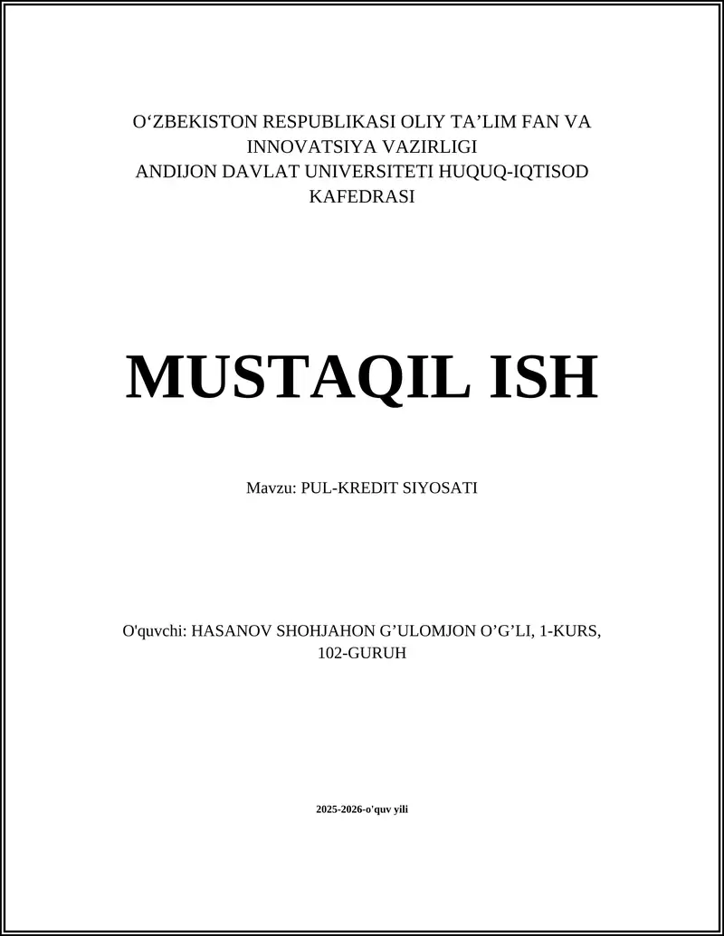 PUL-KREDIT SIYOSATI