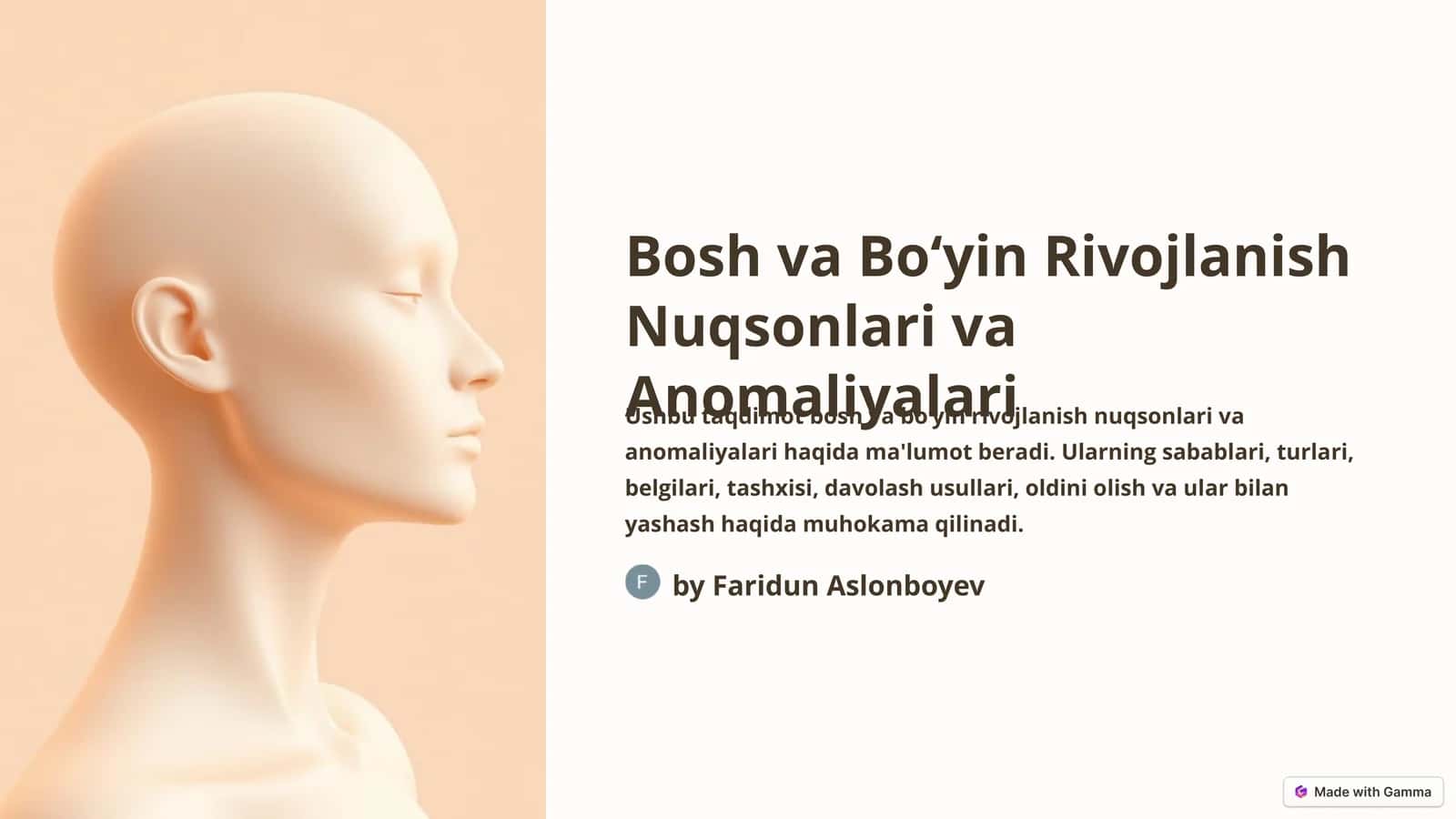 Bosh va Boʻyin Rivojlanish Nuqsonlari va Anomaliyalari