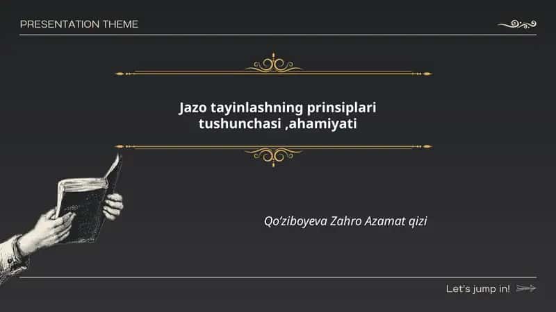 Jazo tayinlashning prinsiplari tushunchasi,ahamiyati