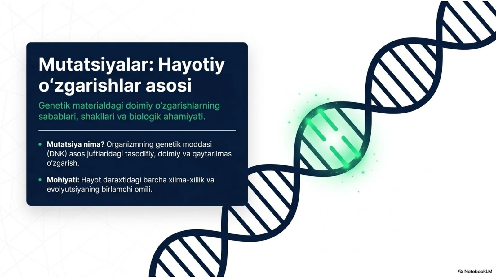 Mutatsiyalar: sabablari, shakllari, ahamiyati va biologik oqibatlari