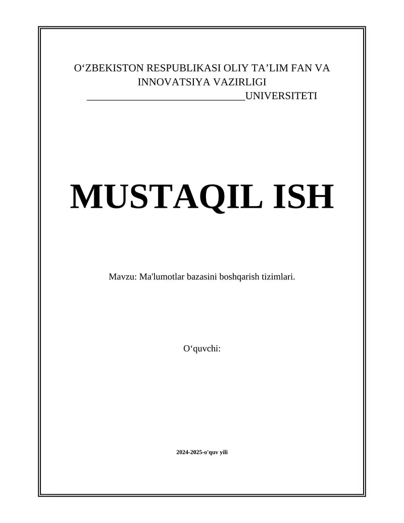 Ma'lumotlar bazasini boshqarish tizimlari