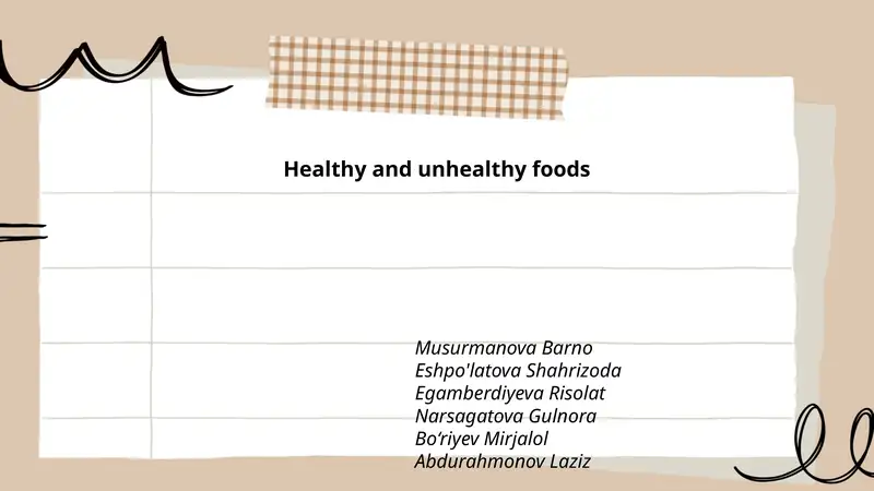 Healthy and unhealthy foods