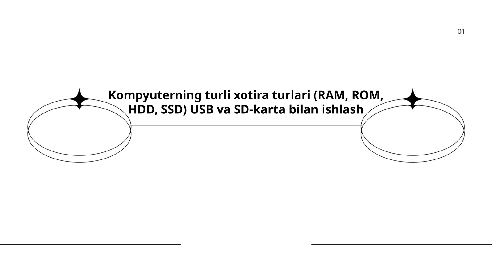 Kompyuterning turli xotira turlari (RAM, ROM, HDD, SSD) USB va SD-karta bilan ishlash