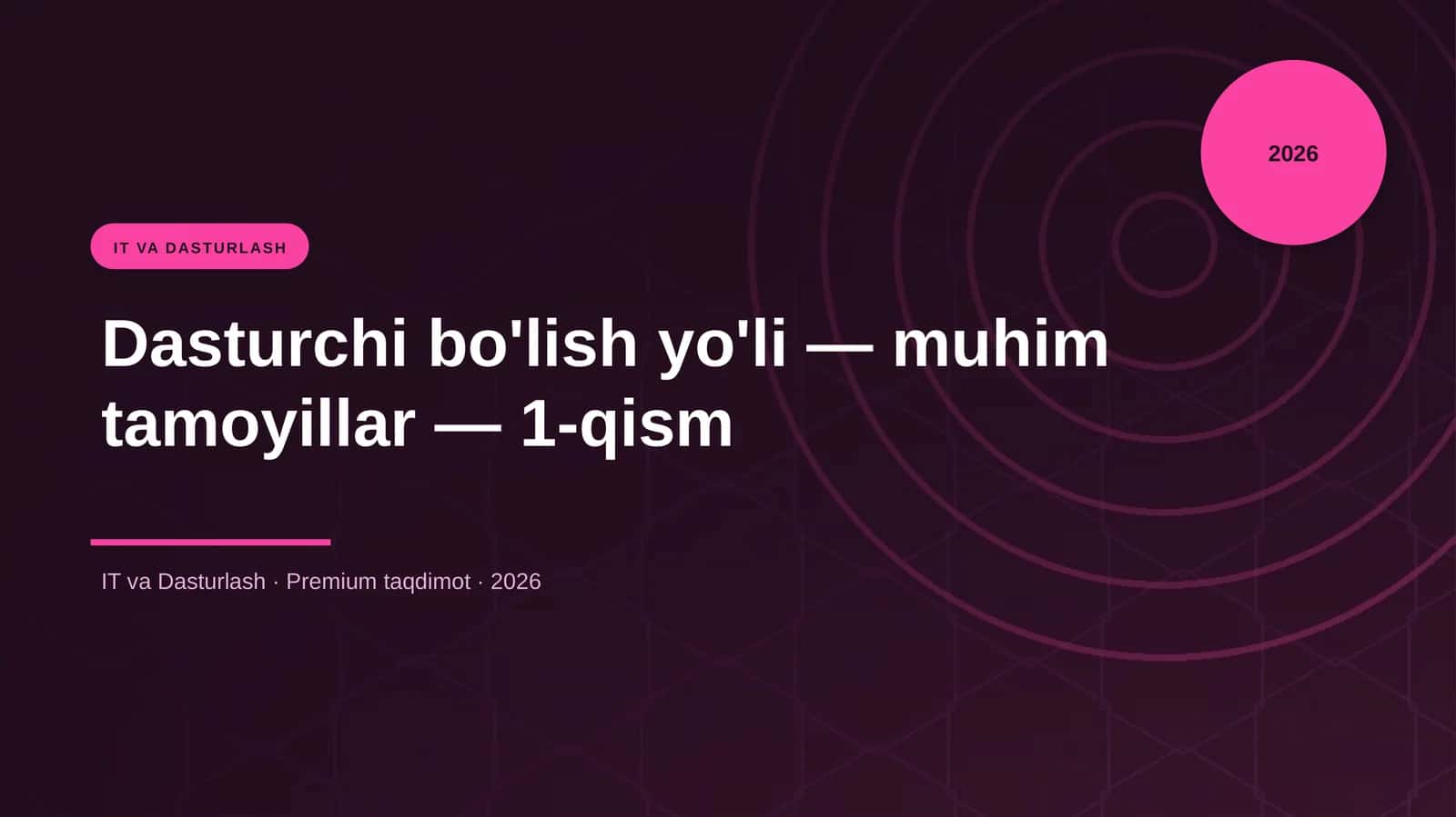 Dasturchi bo'lish yo'li — muhim tamoyillar — 1-qism