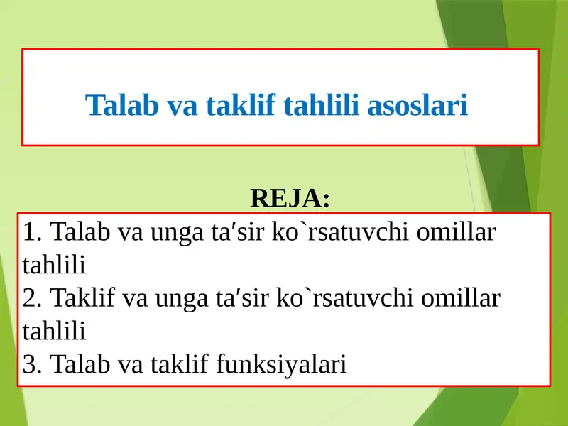 Talab va taklif tahlili asoslari