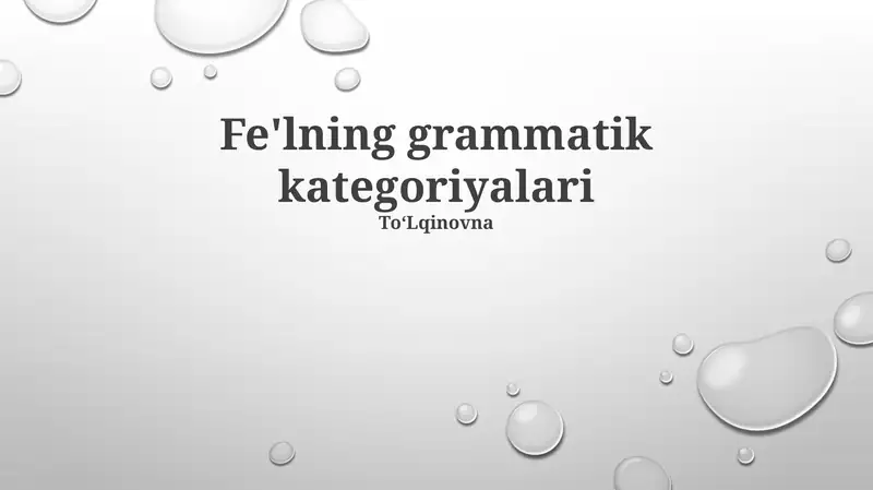 Fe'lning grammatik kategoriyalari