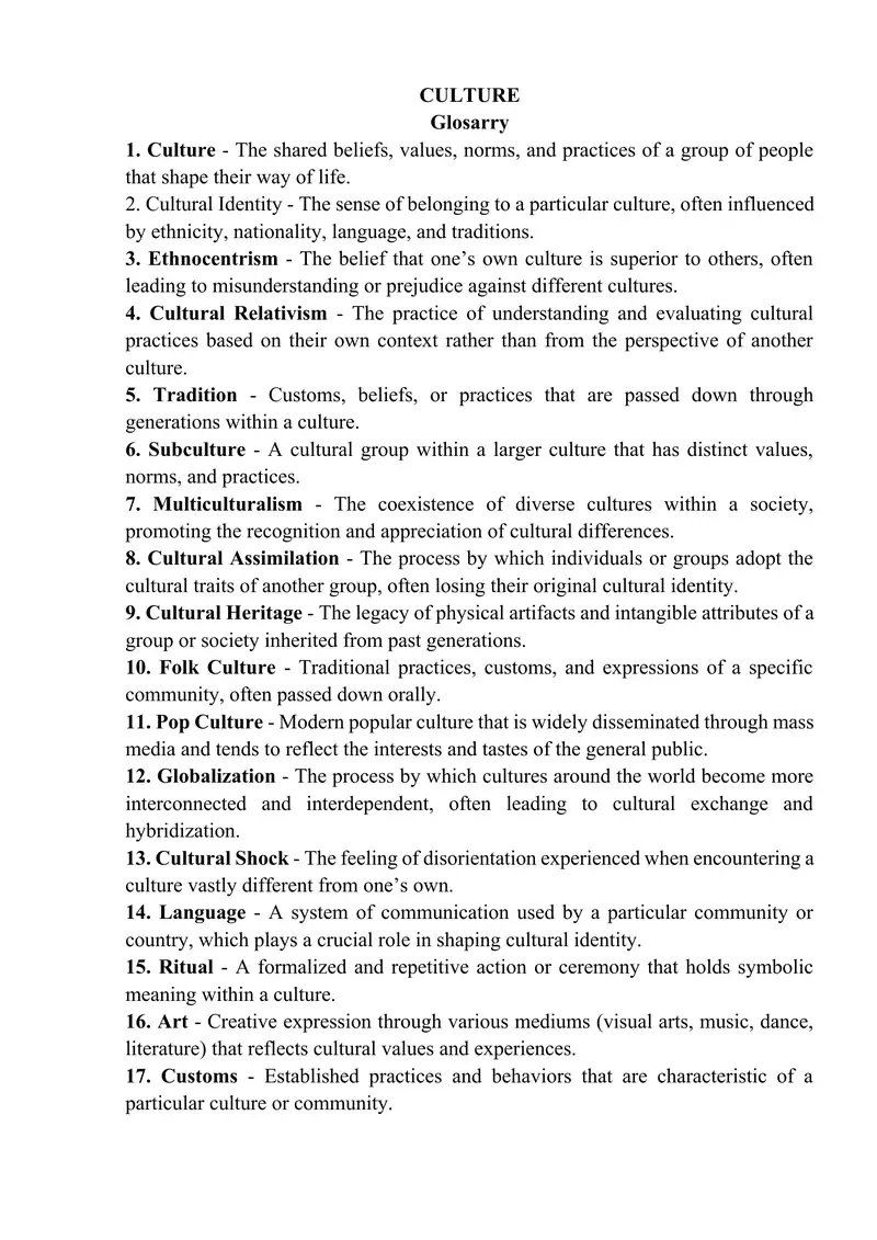Culture Glossary