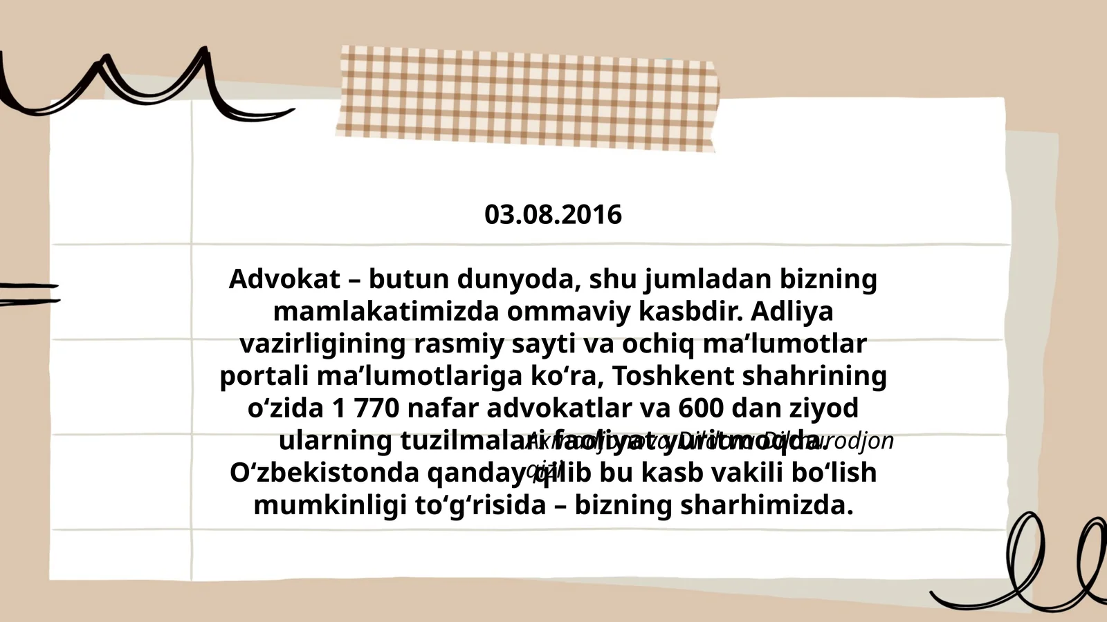 Advokatlik kasbi to'g'risida