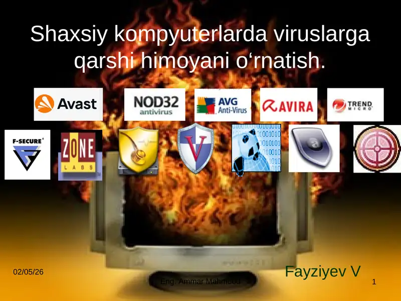 Shaxsiy kompyuterlarda viruslarga qarshi himoyani o‘rnatish.