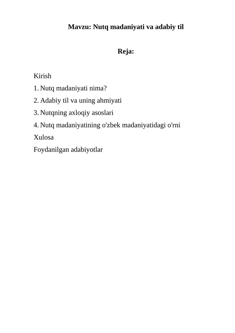 Nutq madaniyati va adabiy til
