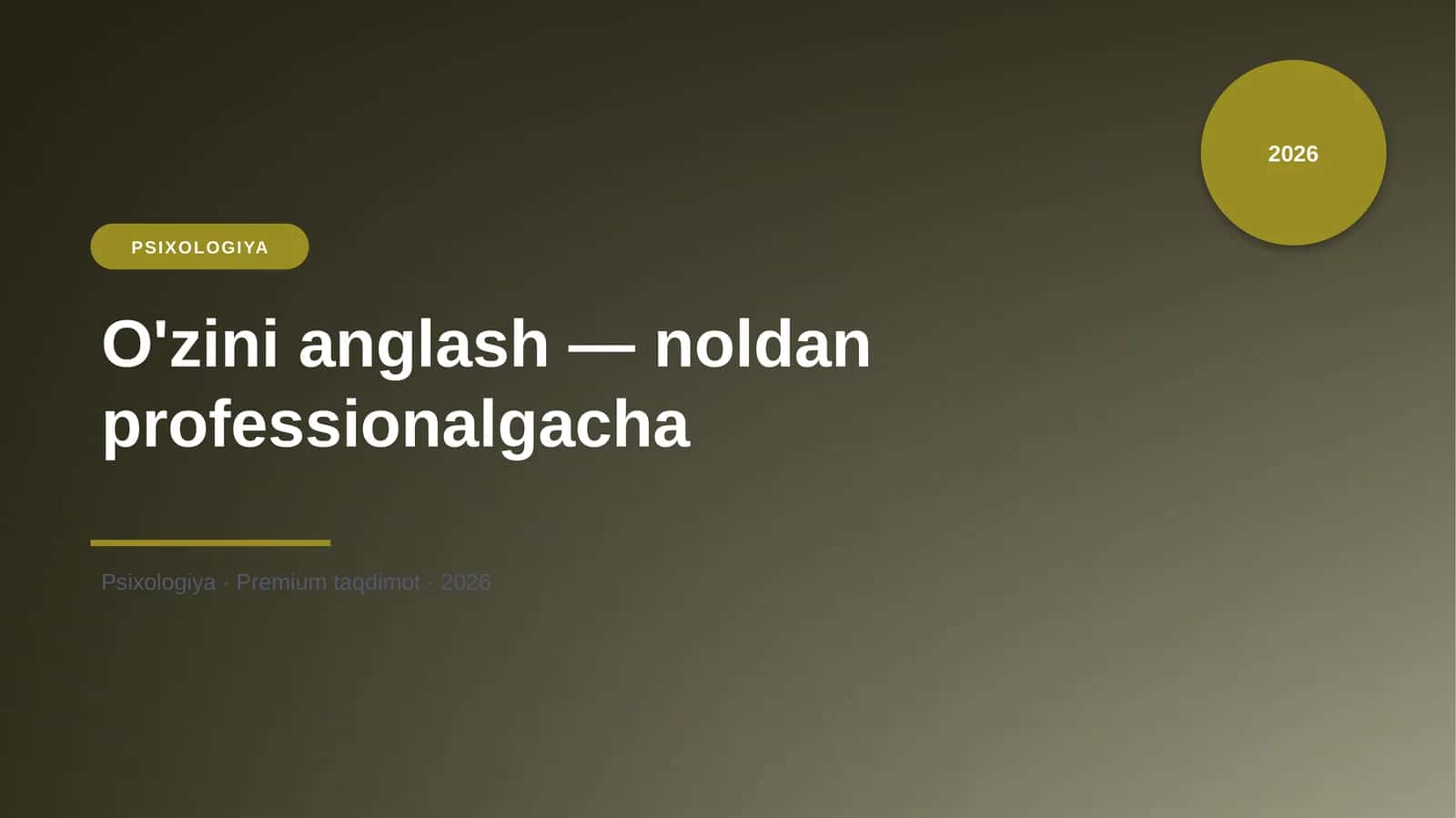 O'zini anglash — noldan professionalgacha