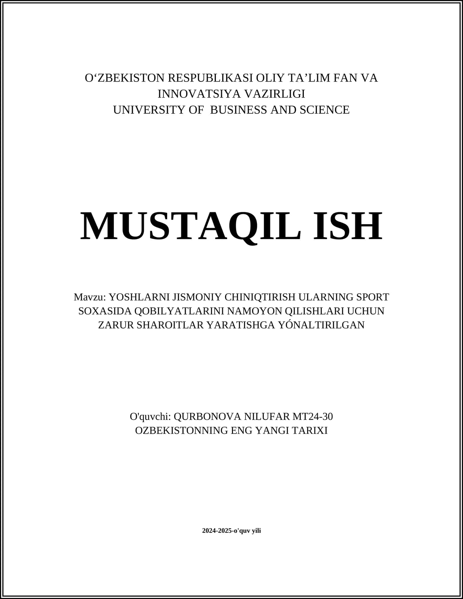 YOSHJISMONIY SALOHUZARLARINI ANIQLASH