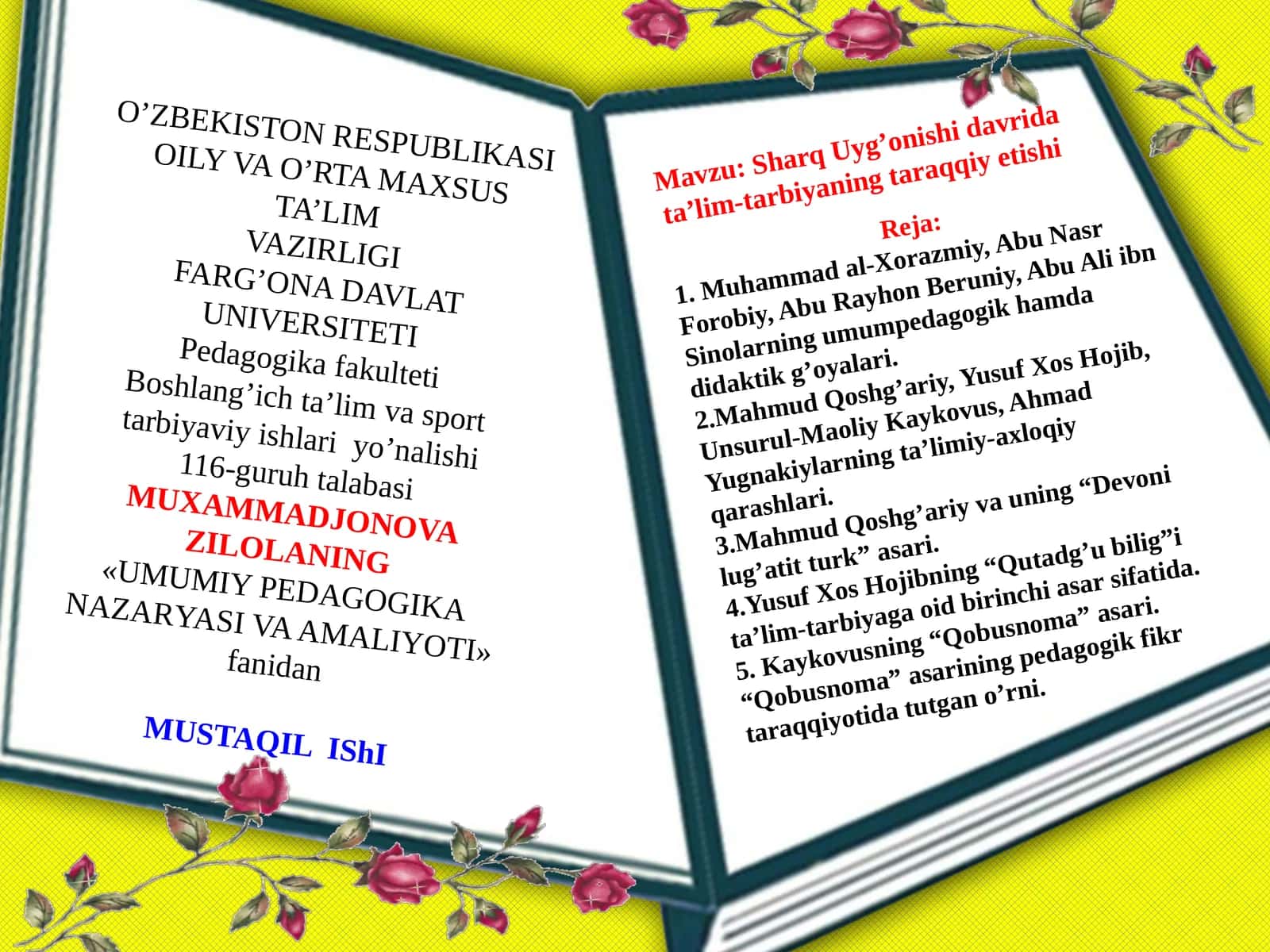 Sharq Uyg’onishi davrida ta’lim-tarbiyaning taraqqiy etishi