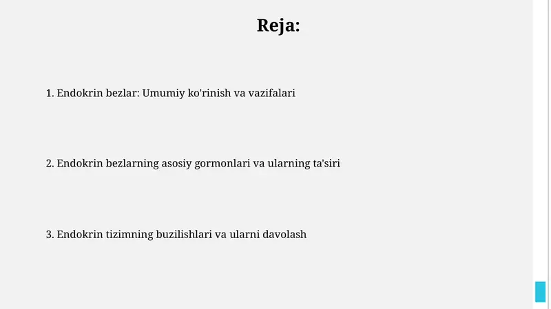 Endokrin bezlar: Umumiy ko'rinish va vazifalari