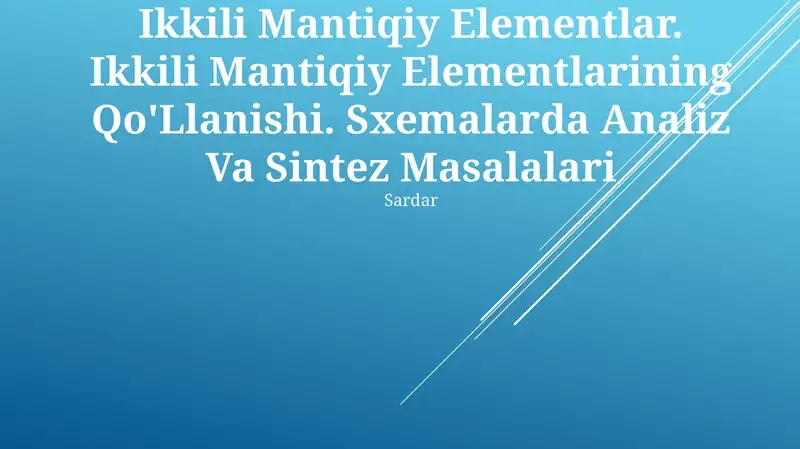 Ikkili Mantiqiy Elementlar
