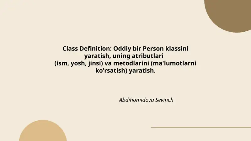 Class Definition