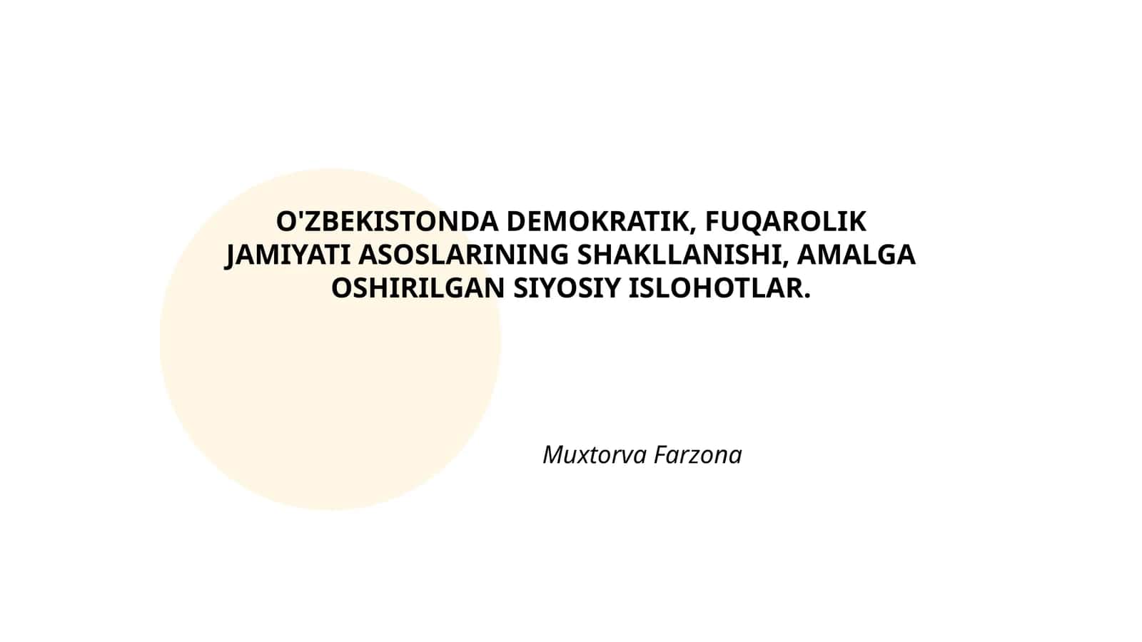 O'zbekistonda Demokratik, Fuqarolik Jamiyati Asoslarining Shakllanishi, Amalga Oshirilgan Siyosiy Isholotlar