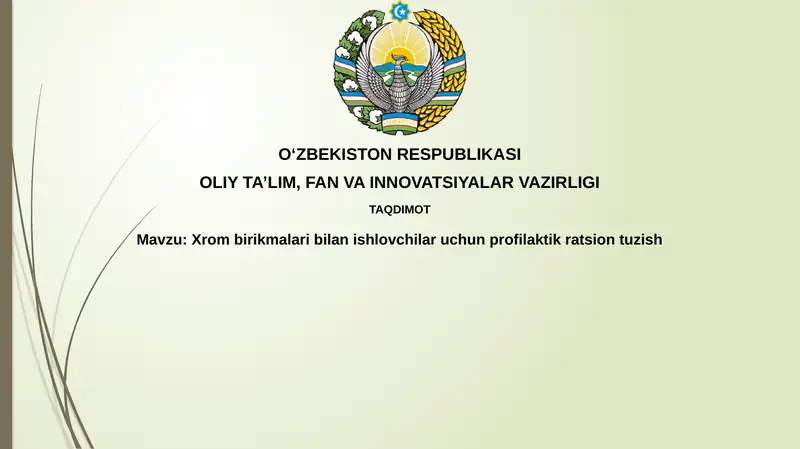 Xrom birikmalaribilanishlovchilaruchunprofilaktikratsiontuzish