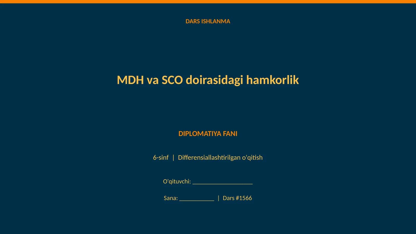 MDH va SCO doirasidagi hamkorlik