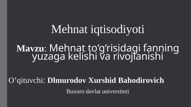 Mehnat iqtisodiysi