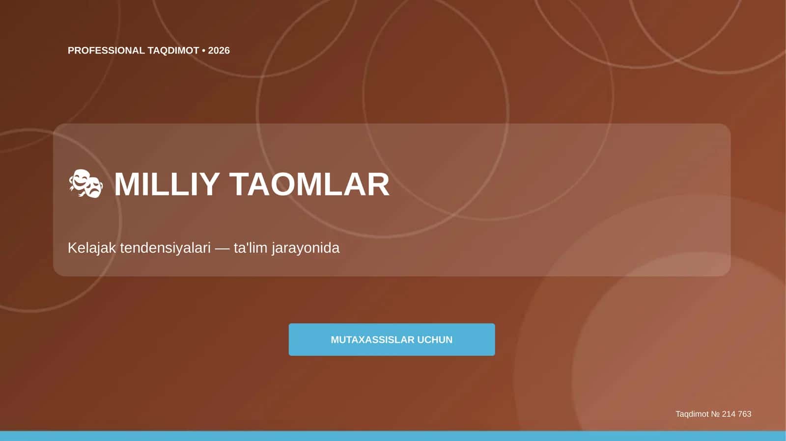 Milliy taomlar: kelajak tendensiyalari (ta'lim jarayonida) [mutaxassislar uchun]