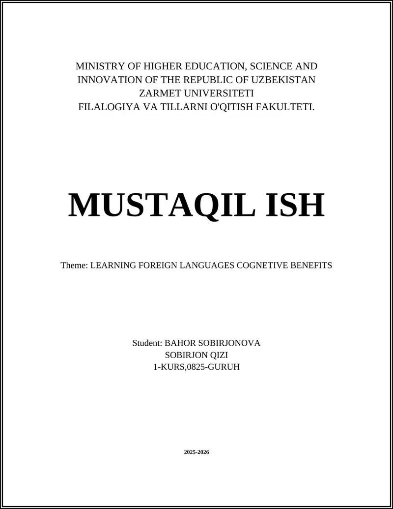 LEARNING FOREIGN LANGUAGES COGNETIVE BENEFITS