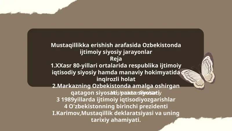 Mustaqillikka erishish arafasida Ozbekistonda ijtimoiy siyosiy jarayonlar
