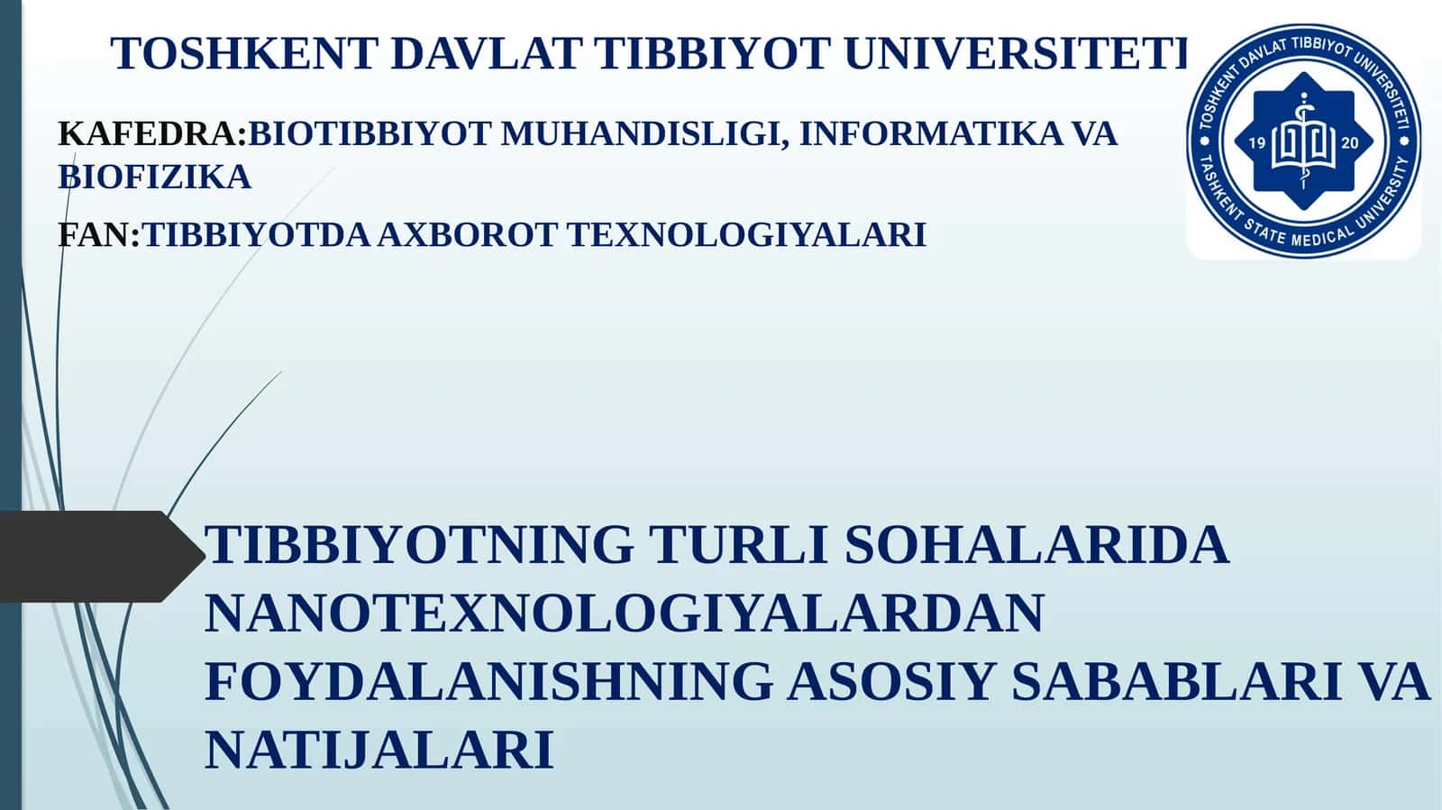 tibbiyotda nanotexnologiyalar