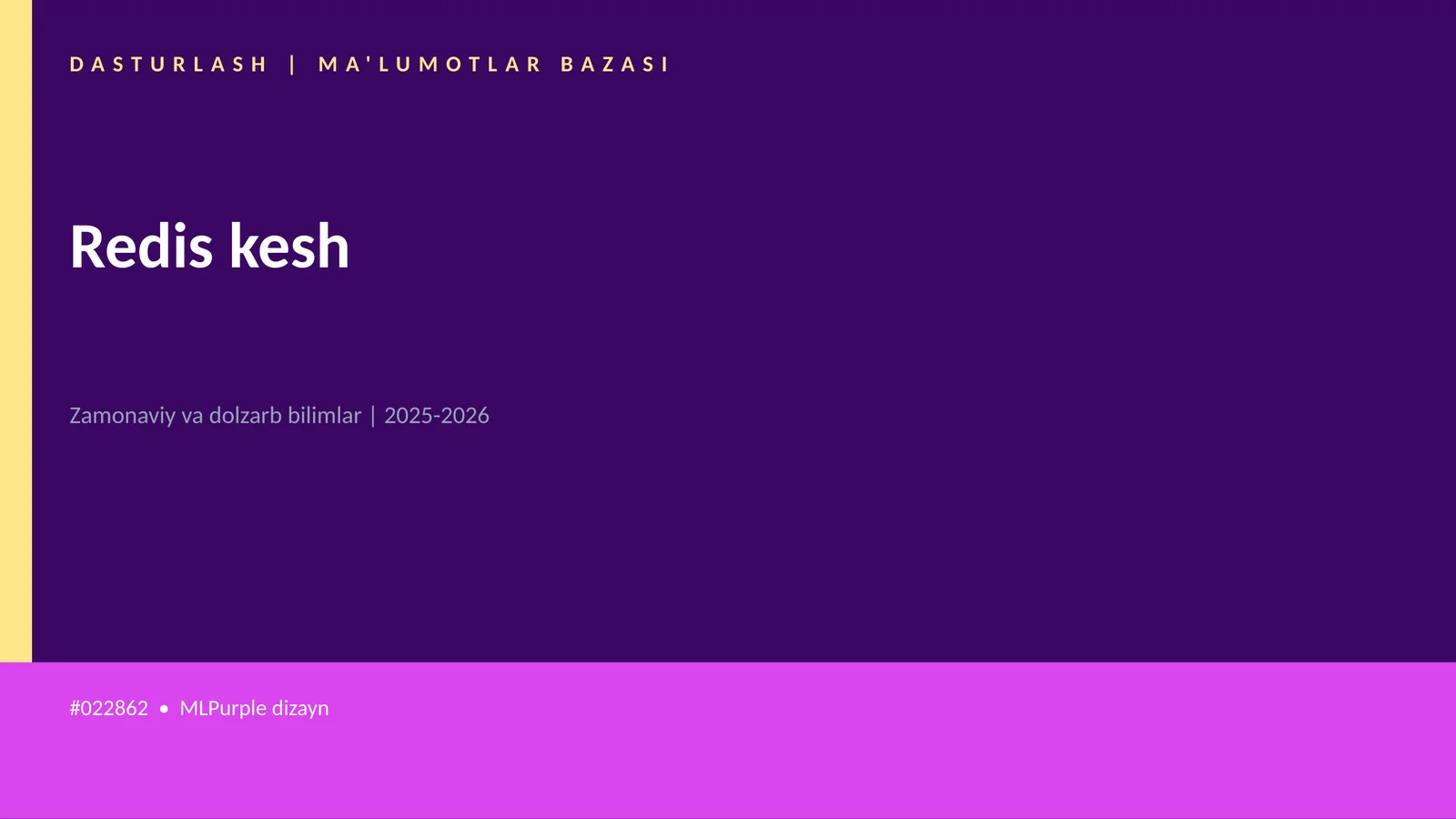 Mavzuga Kirish — Redis kesh