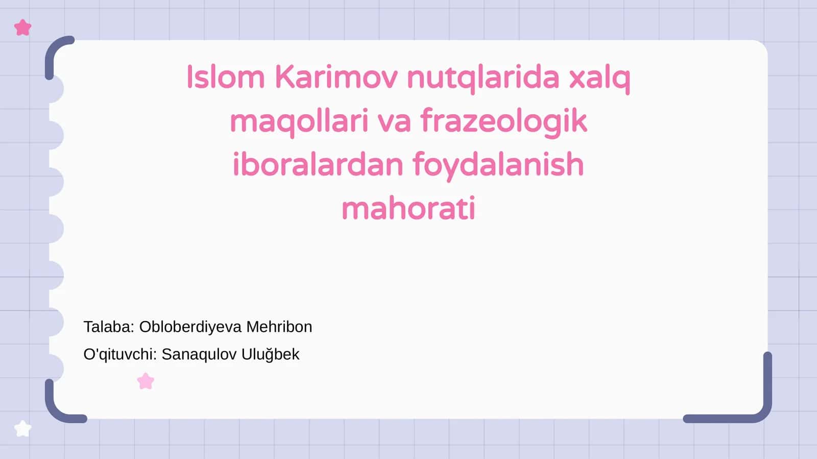 Islom Karimov nutqlarida xalq maqollari va frazeologik iboralardan foydalanish mahorati