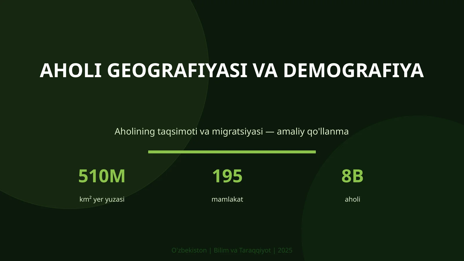 AHOLI GEOGRAFIYASI VA DEMOGRAFIYA