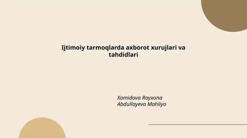 Ijtimoiy tarmoqlarda axborot xurujlari va tahdidlari