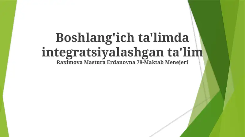 Boshlang'ich ta'limda integratsiyalashgan ta'lim